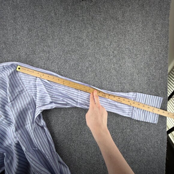 Thomas Pink Long Sleeve Button Up Shirt Cotton Slim Fit 17 French Cuff Striped - Picture 14 of 15